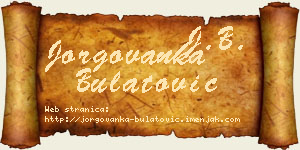 Jorgovanka Bulatović vizit kartica